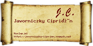 Javorniczky Ciprián névjegykártya